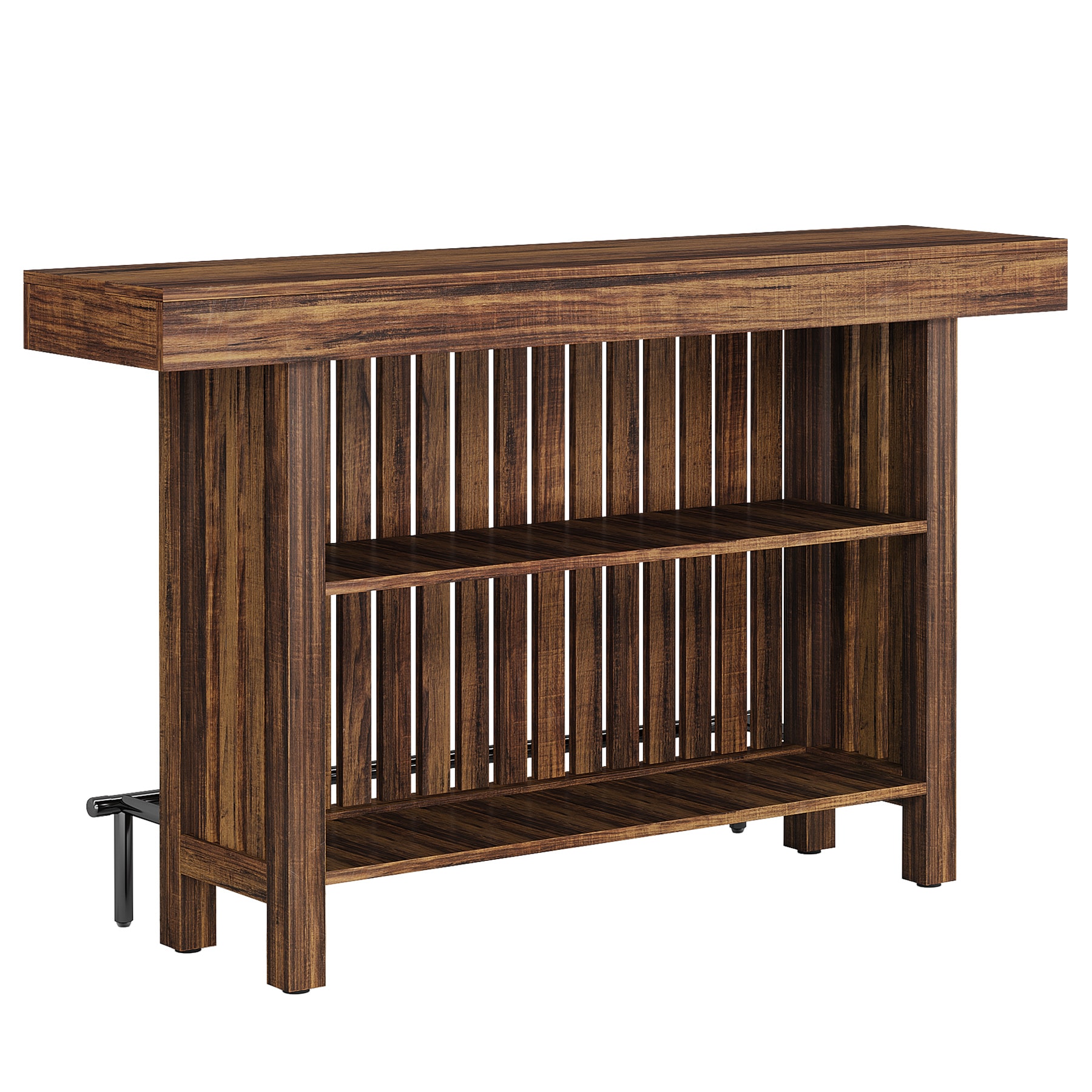 Home Bar Unit, Modern 2-Tier Bar Table With Footrest_voghion.com